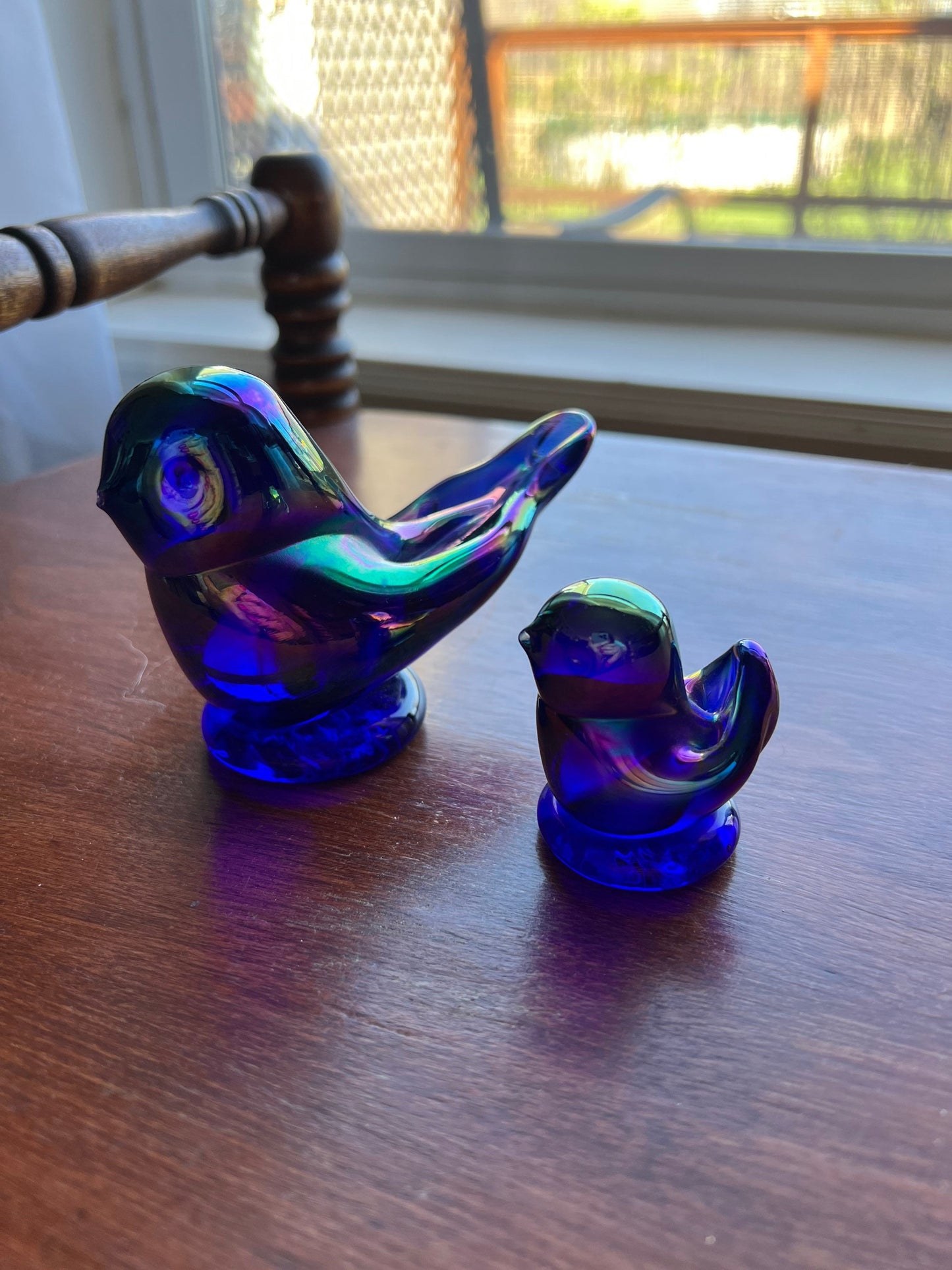 Vintage Leo Ward Rainbow Birds Set of 2 Purple Blue Birds Bluebirds Terra Studios Purple Rainbow Glass Art Lover Antiques and Vintage
