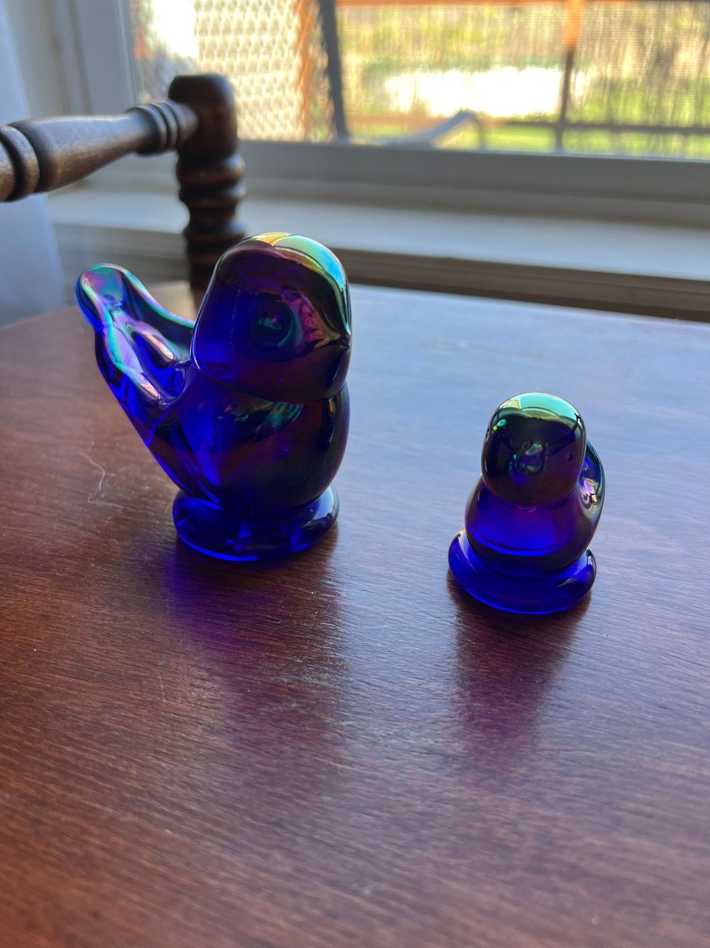 Vintage Leo Ward Rainbow Birds Set of 2 Purple Blue Birds Bluebirds Terra Studios Purple Rainbow Glass Art Lover Antiques and Vintage