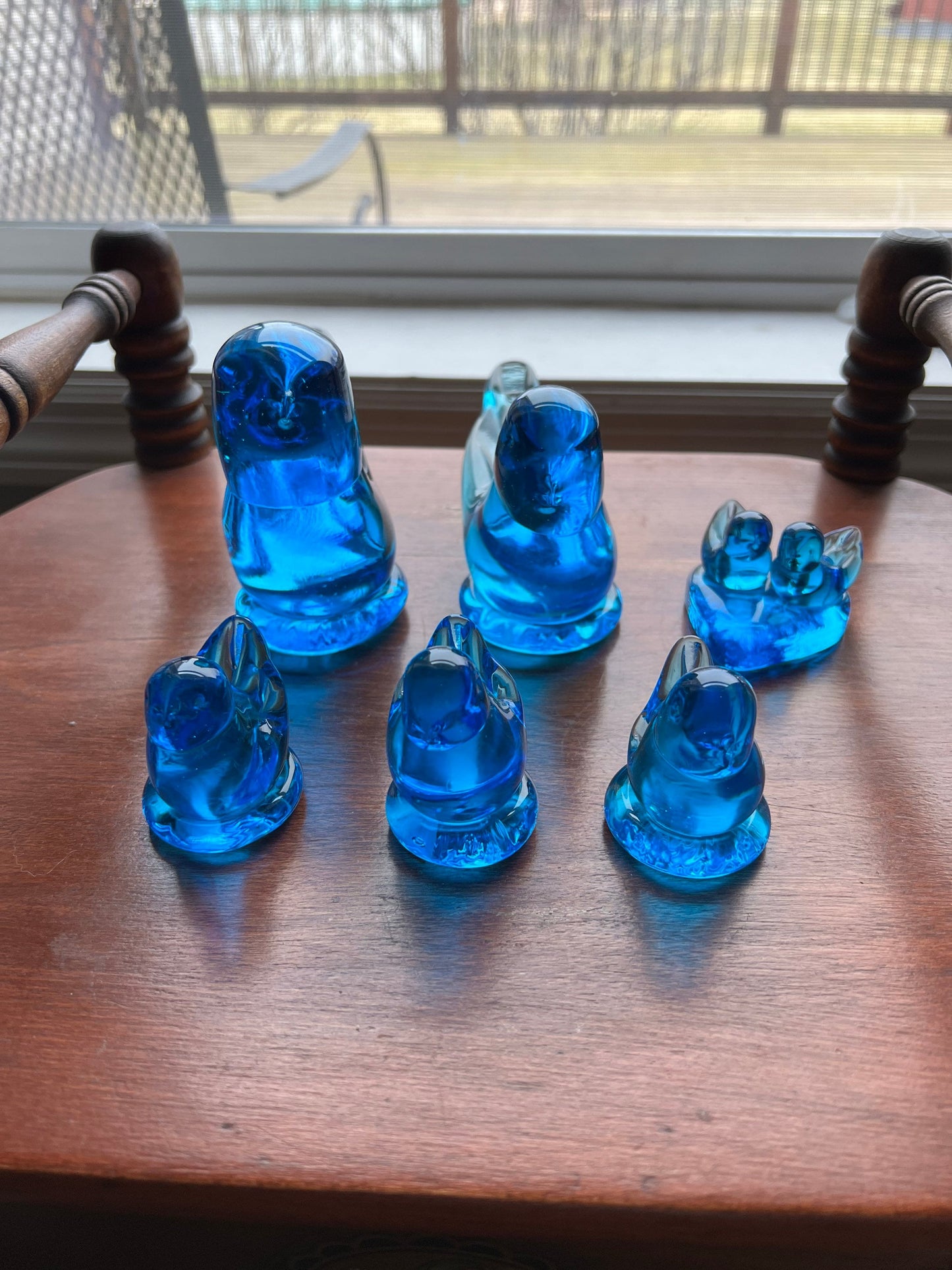 Vintage Bluebirds of Happiness signed by Leo Ward Family Collection of 6 Blue Art Glass Artwork Lover Antiques and Vintage