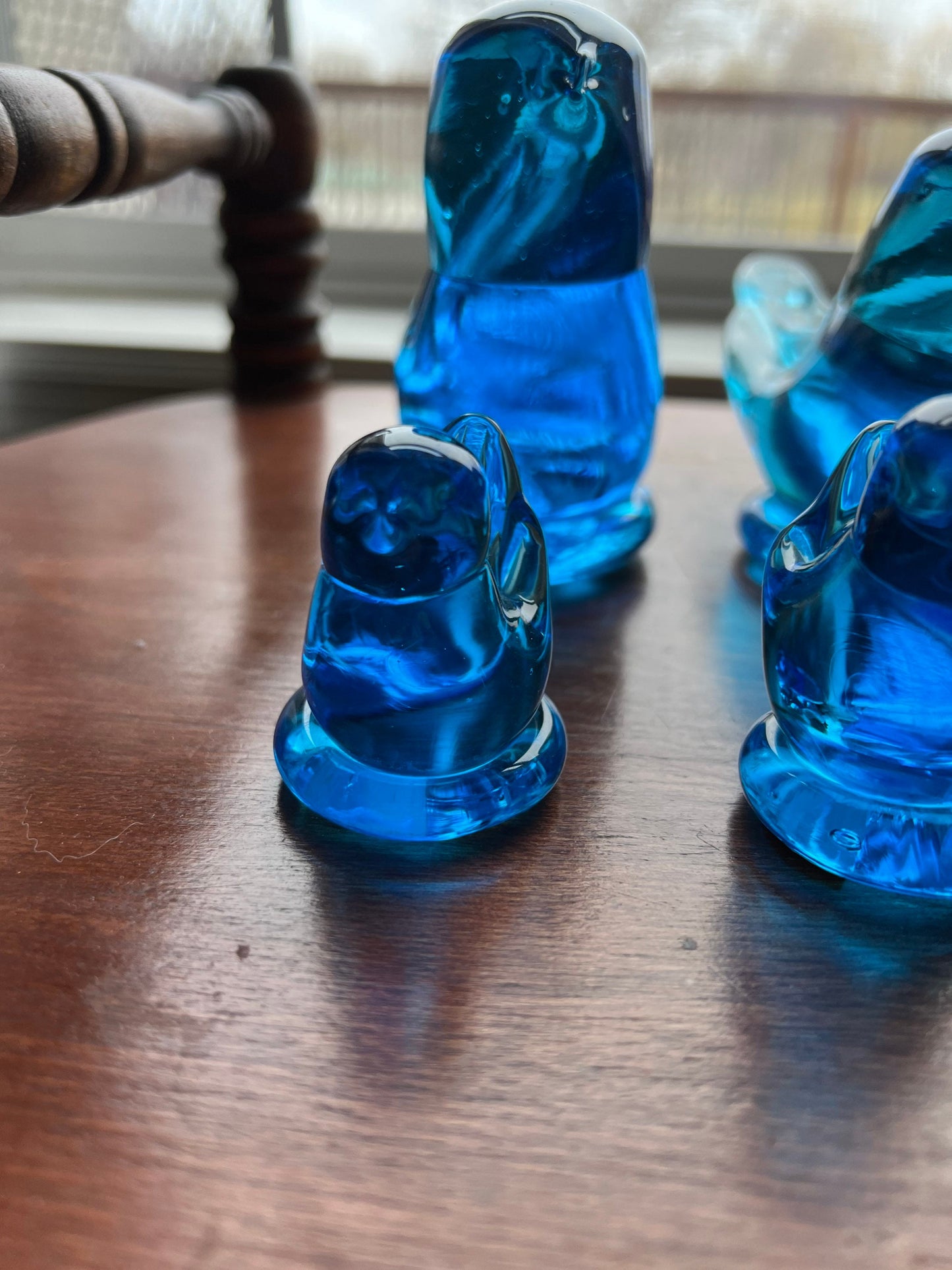Vintage Bluebirds of Happiness signed by Leo Ward Family Collection of 6 Blue Art Glass Artwork Lover Antiques and Vintage
