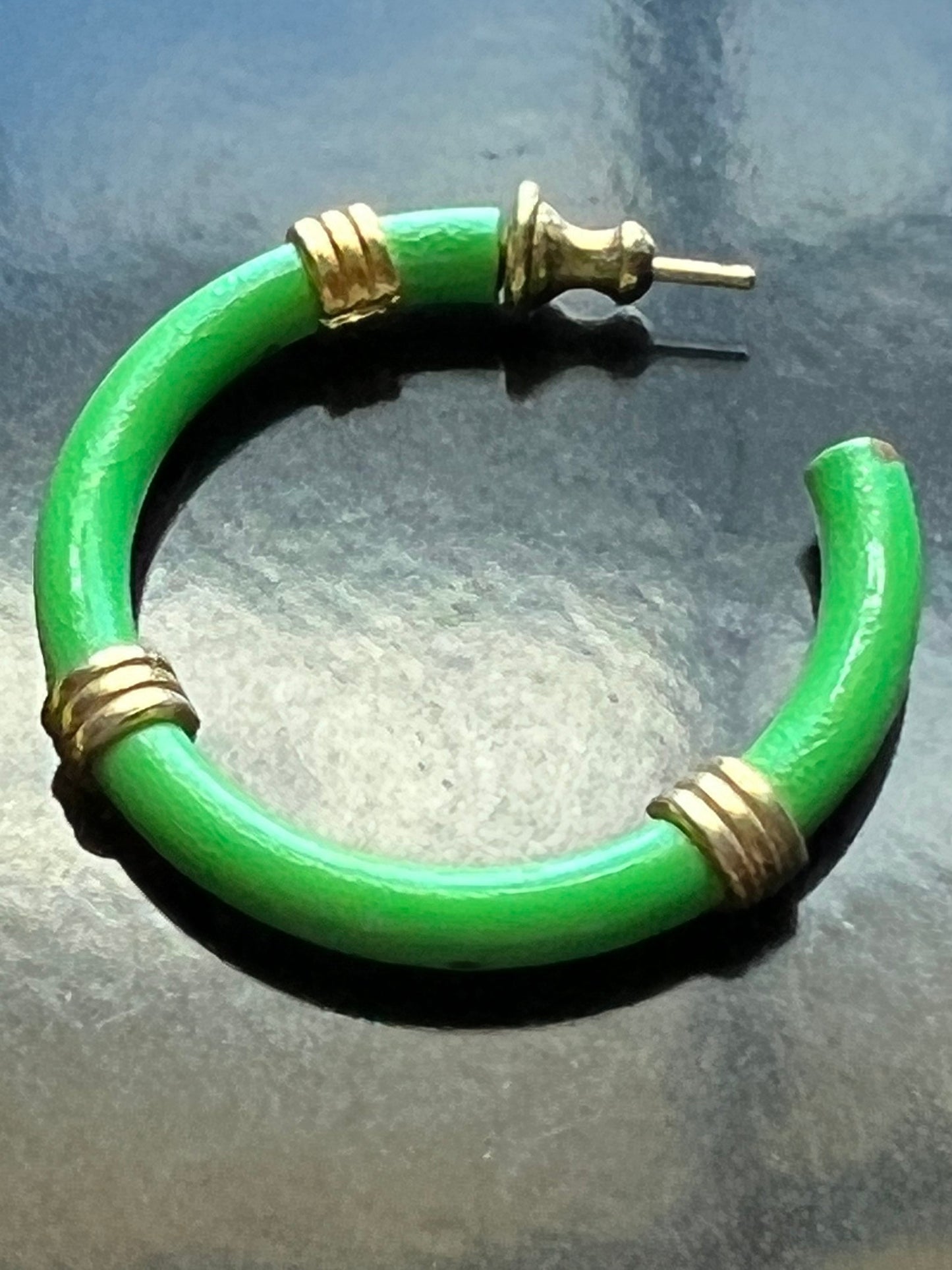 Vintage Napier Bright Green Hoop Earrings earring jewelry