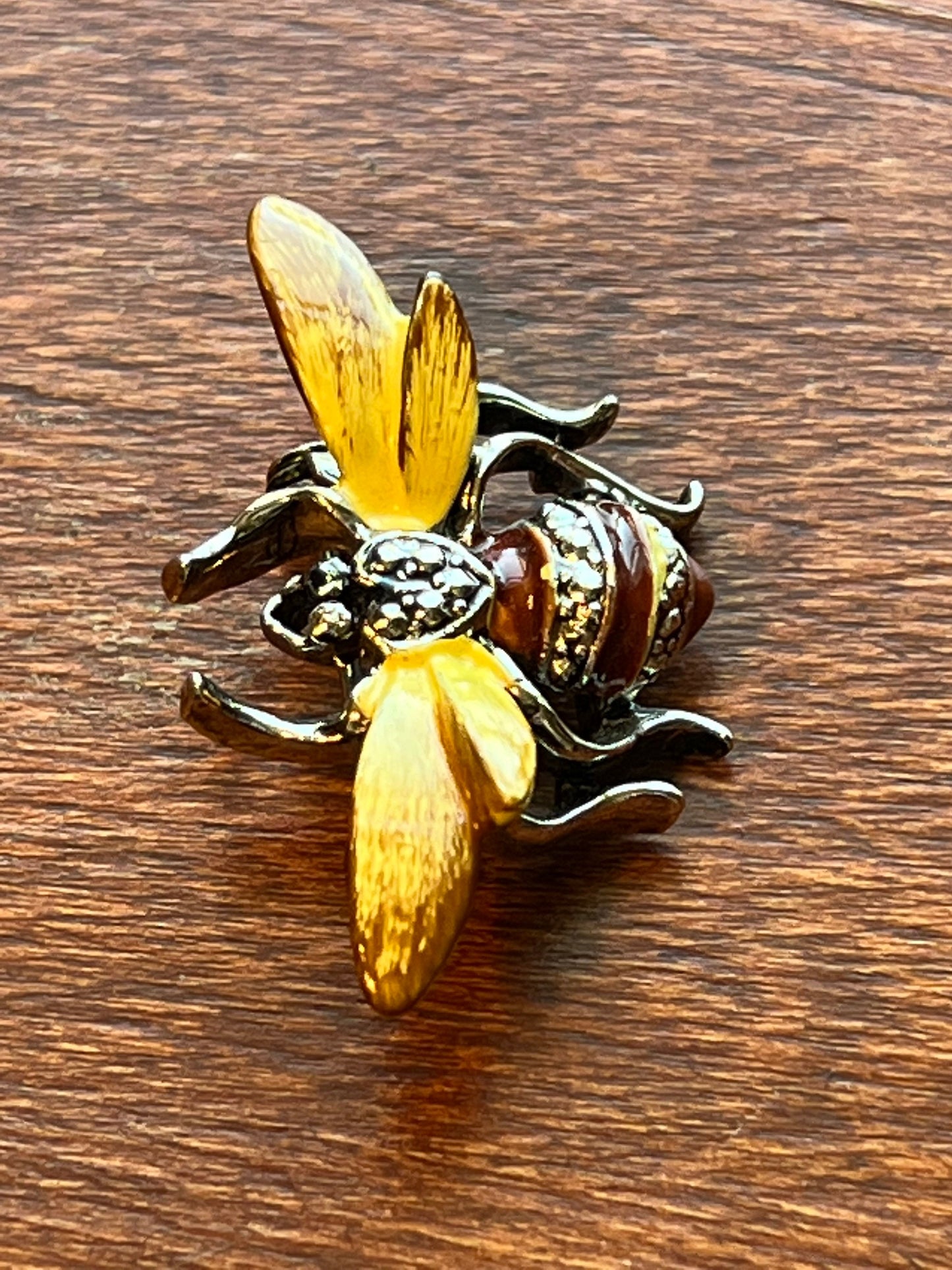 Vintage Bee Enamel Honey Bee Pin Beetle Brooch, Vintage Crystal Elegant Brooch Bumble Bees mid Century Modern Jewelry