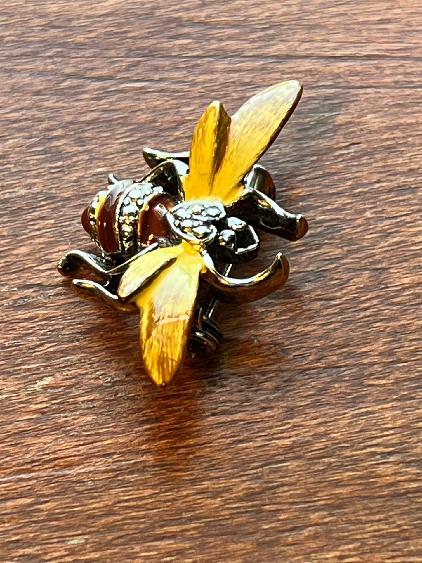 Vintage Bee Enamel Honey Bee Pin Beetle Brooch, Vintage Crystal Elegant Brooch Bumble Bees mid Century Modern Jewelry