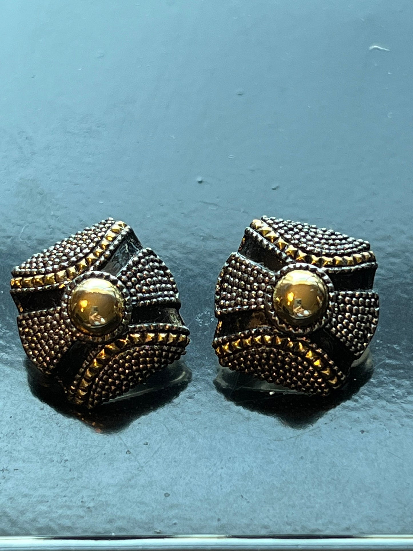 Vintage Elegant Black and Gold art clip on earrings earring jewelry