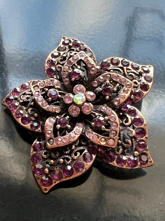 Vintage Purple Flower Burst Brooch  multifaceted pin jewelry great gift
