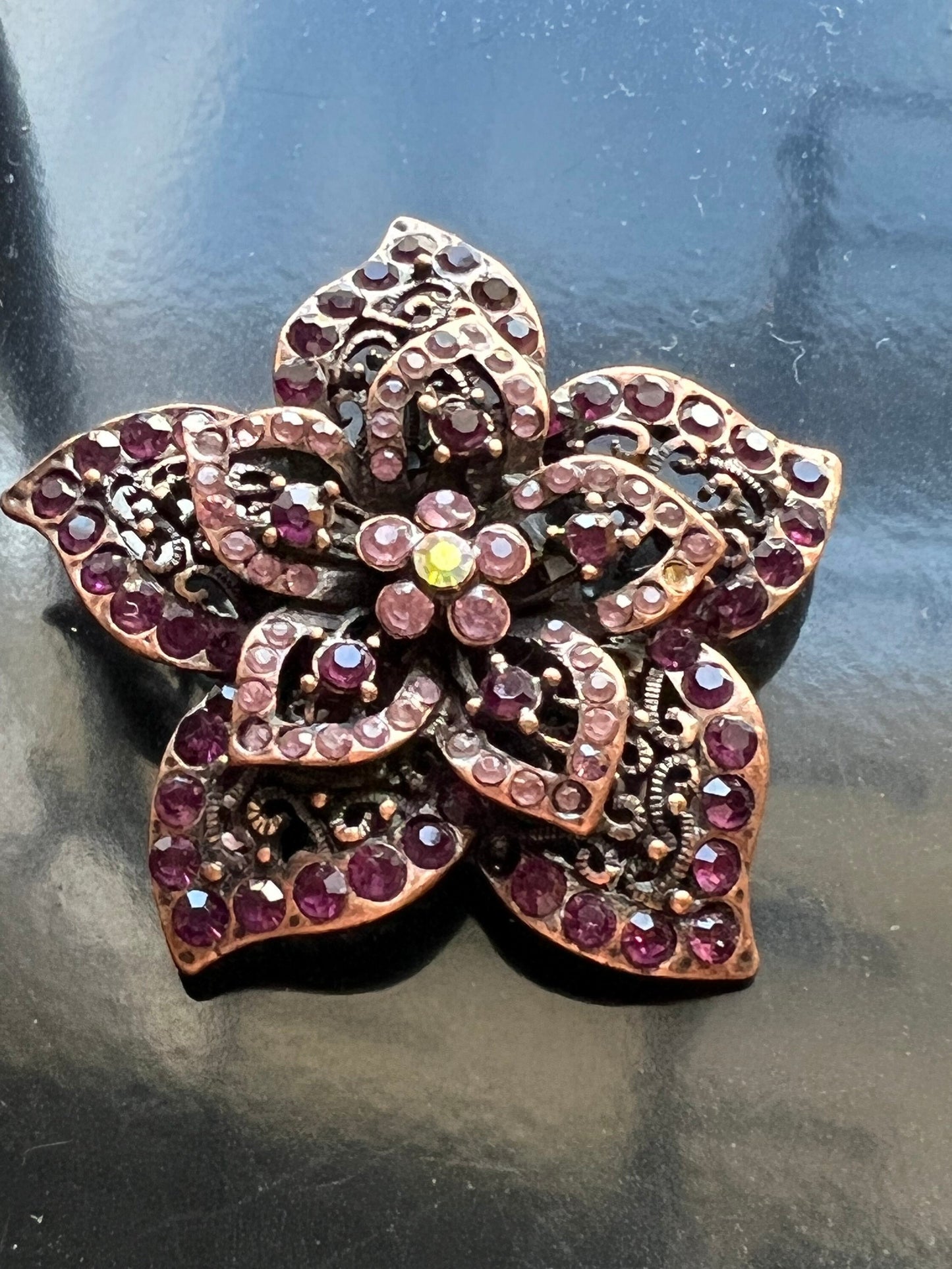 Vintage Purple Flower Burst Brooch  multifaceted pin jewelry great gift