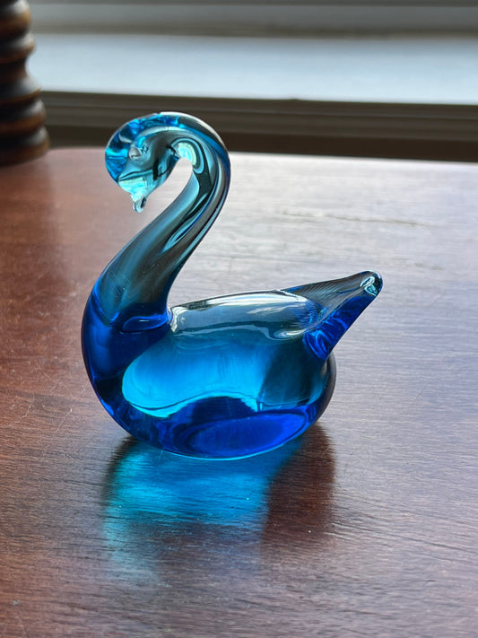 Vintage Titan Art Glass Blue Swan hand blown glass Fayetteville Arkansas