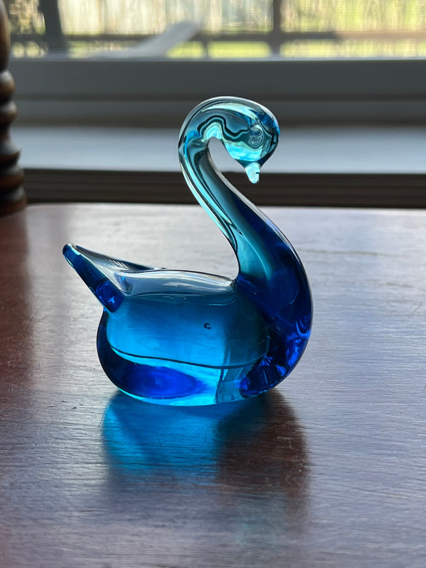 Vintage Titan Art Glass Blue Swan hand blown glass Fayetteville Arkansas