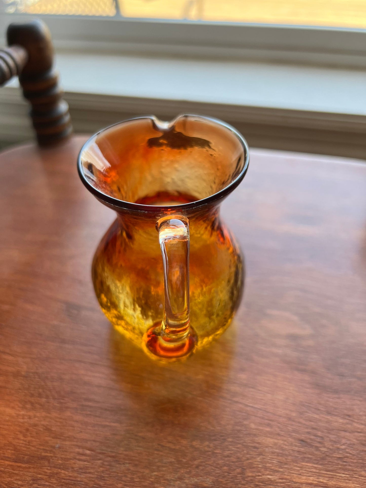 Vintage Amber Crackle Glass Mini Pitcher Art Amberina Creamer Art Glass Lover Antiques and Vintage