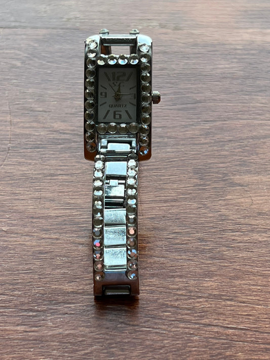 Vintage Rhinestones & Silver Sparkly Watch quartz jewelry Lover Antiques and Vintage