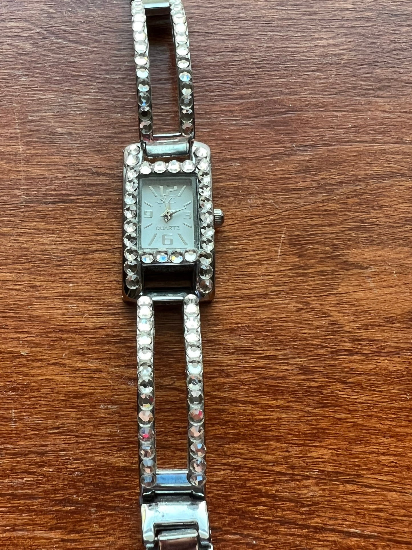 Vintage Rhinestones & Silver Sparkly Watch quartz jewelry Lover Antiques and Vintage
