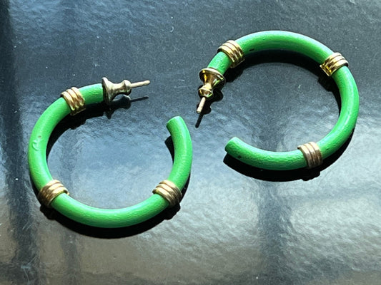 Vintage Napier Bright Green Hoop Earrings earring jewelry