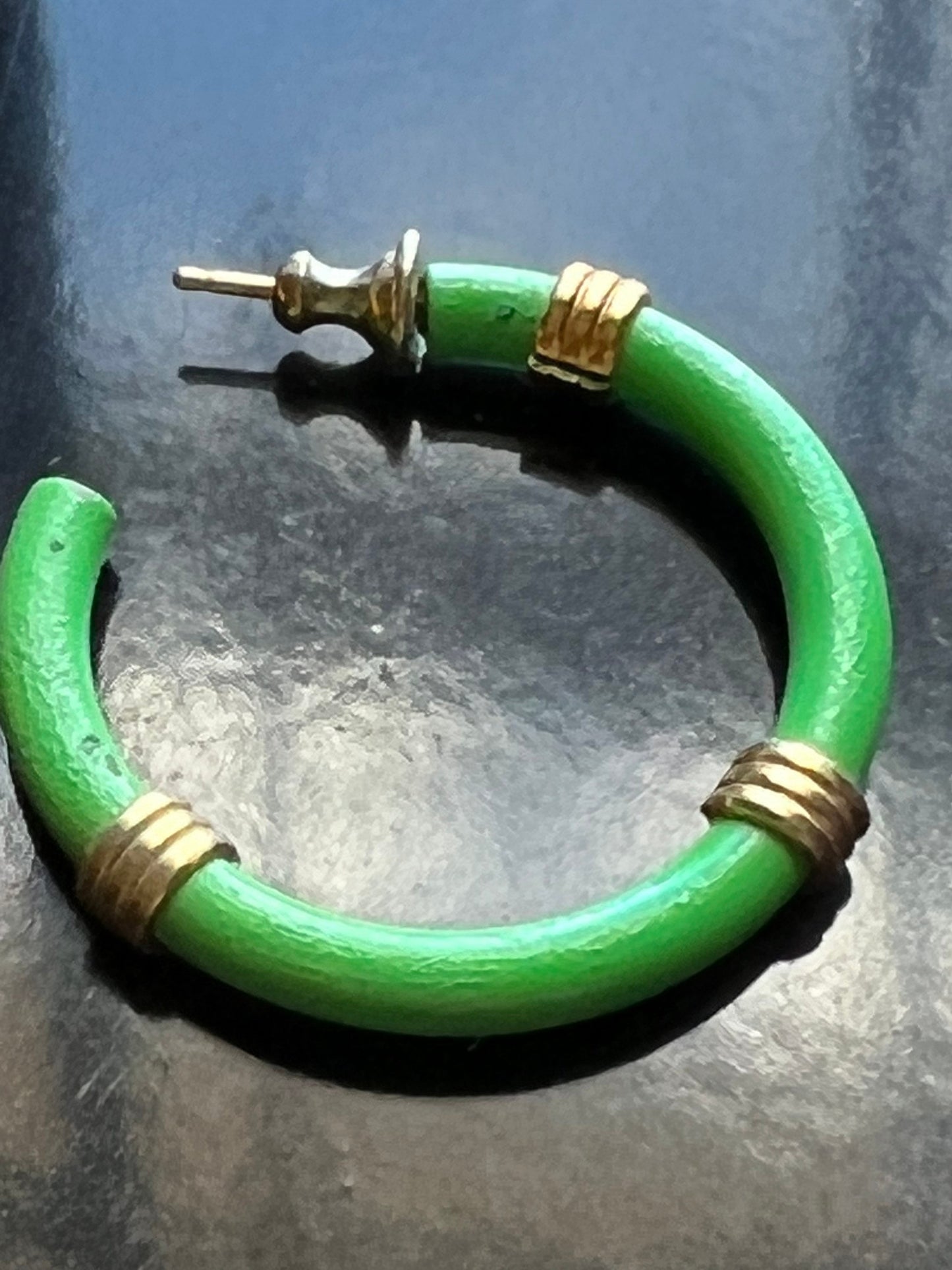 Vintage Napier Bright Green Hoop Earrings earring jewelry