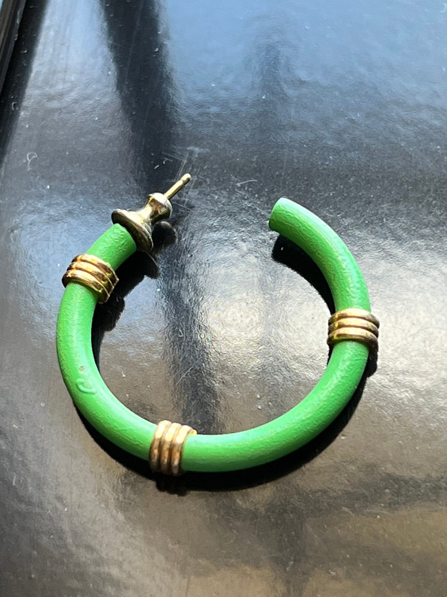 Vintage Napier Bright Green Hoop Earrings earring jewelry