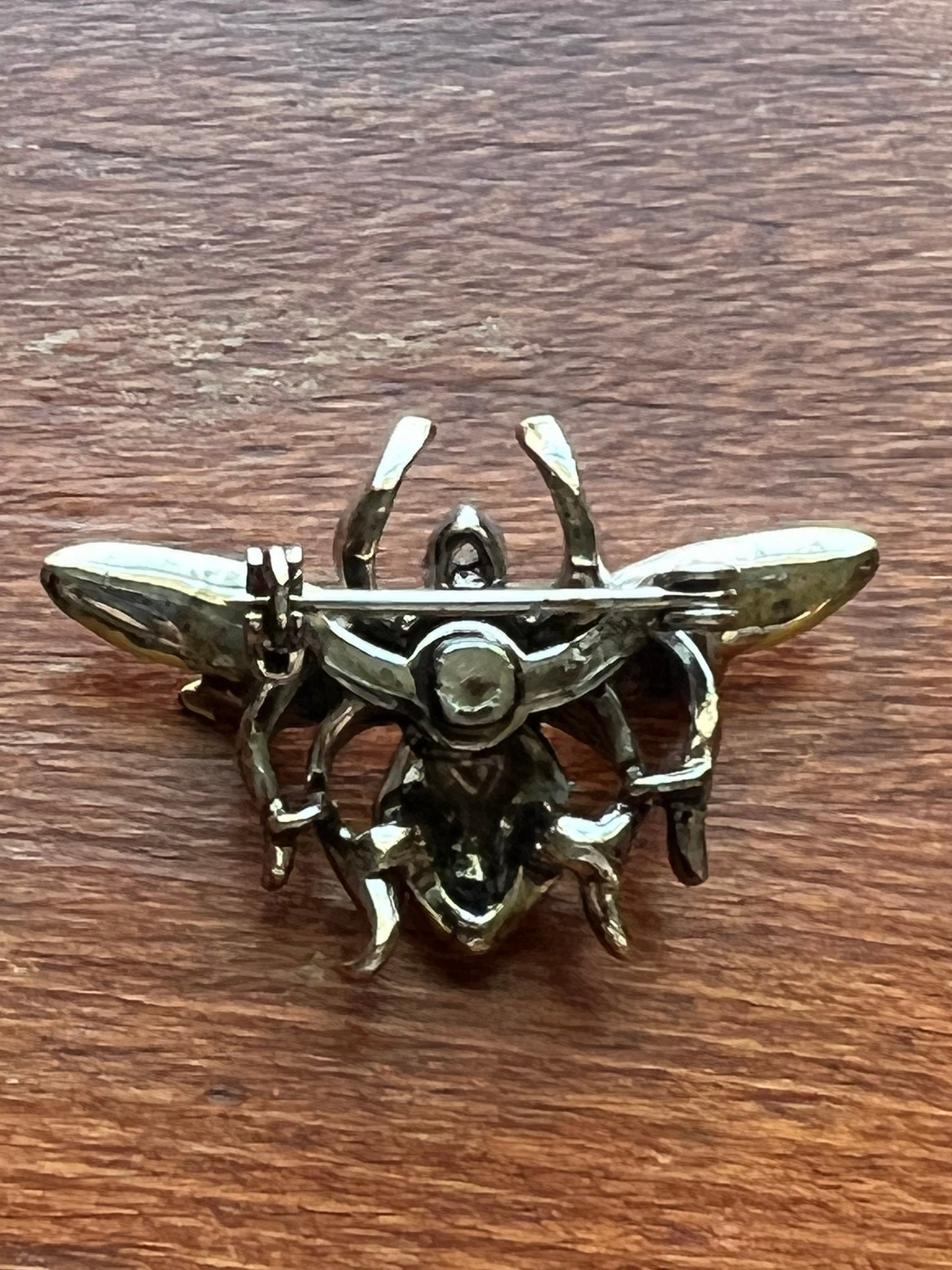 Vintage Bee Enamel Honey Bee Pin Beetle Brooch, Vintage Crystal Elegant Brooch Bumble Bees mid Century Modern Jewelry