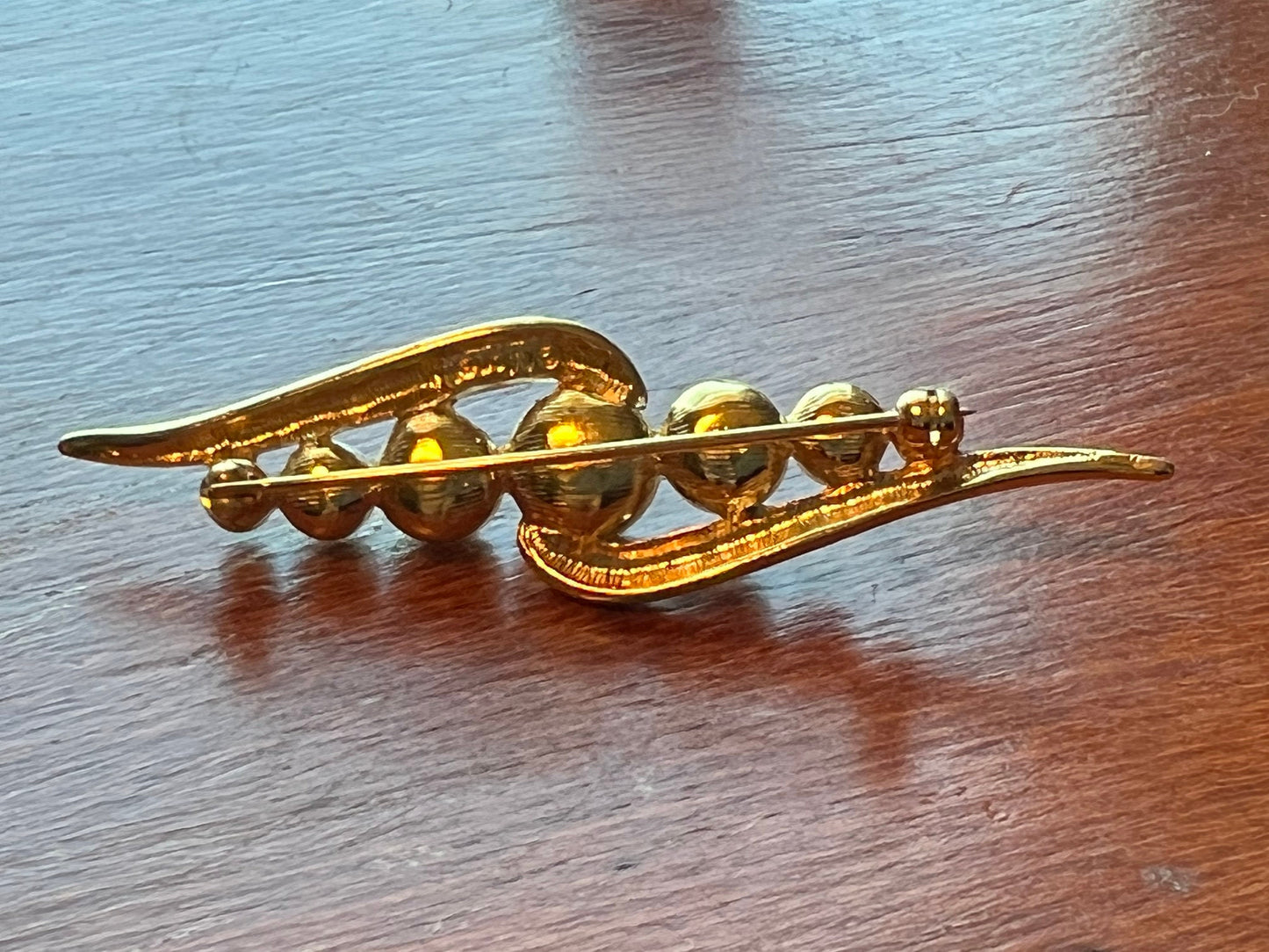 Vintage Monet Gold tone swirl with faux pearls mid century modern pin brooch brooches