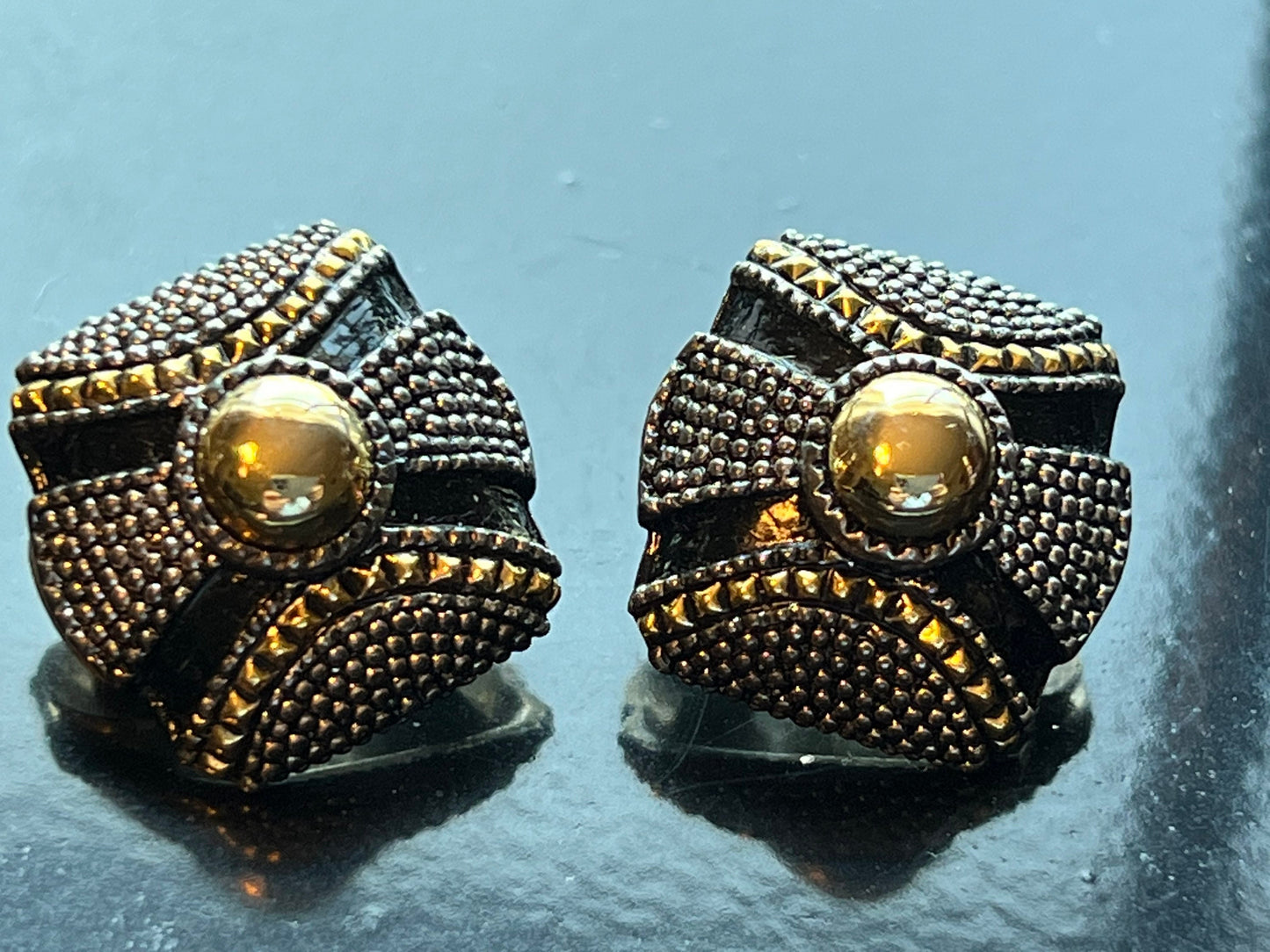Vintage Elegant Black and Gold art clip on earrings earring jewelry