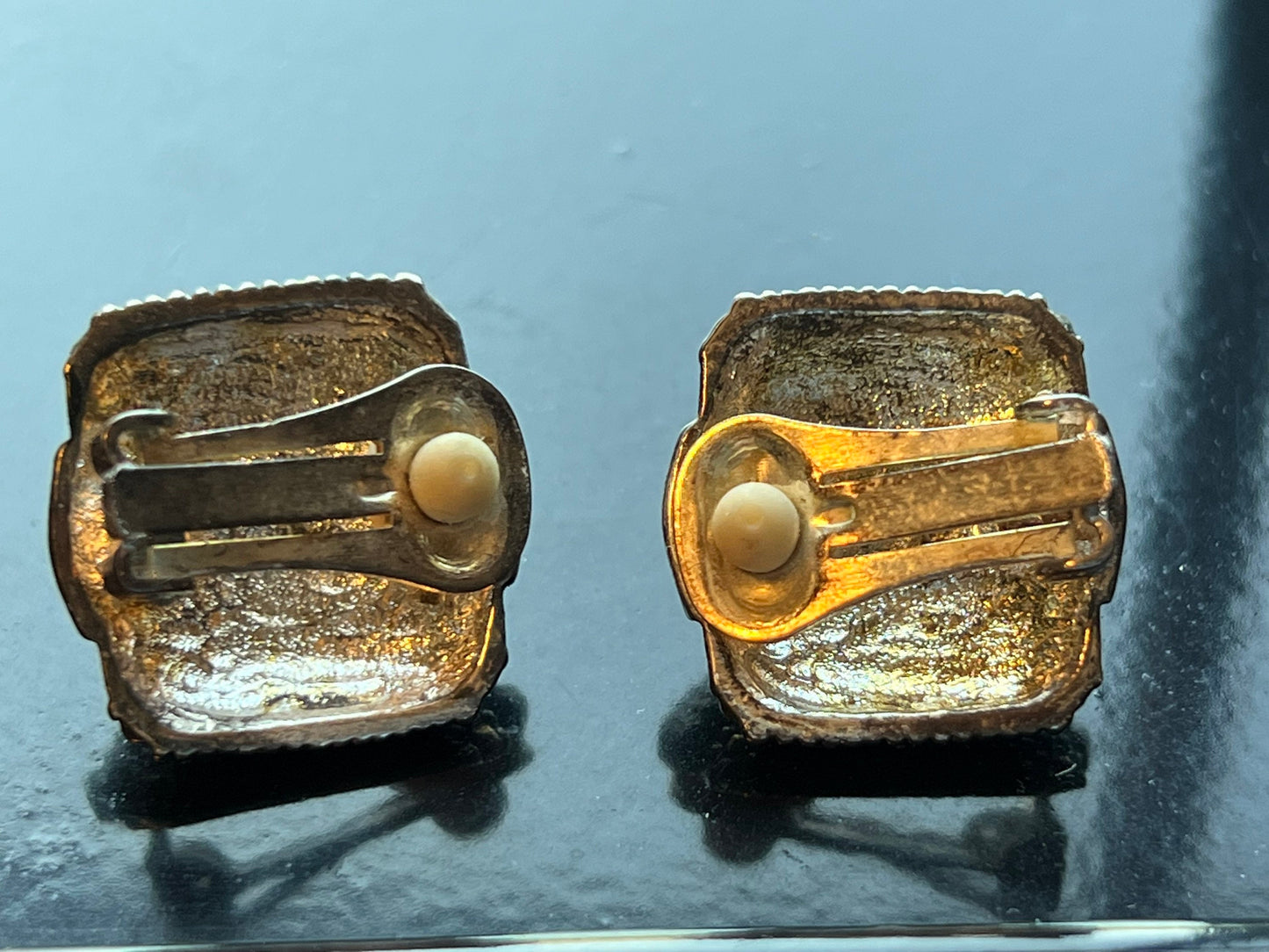 Vintage Elegant Black and Gold art clip on earrings earring jewelry