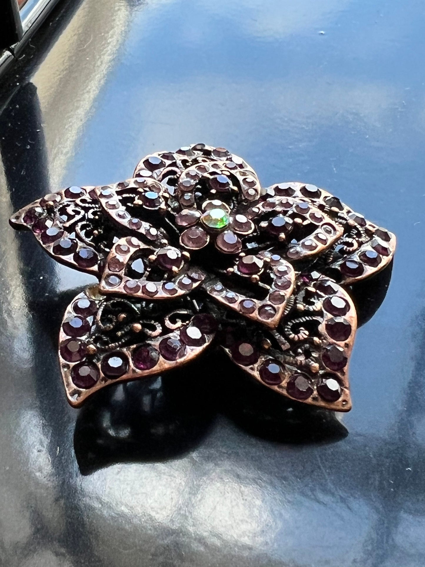 Vintage Purple Flower Burst Brooch  multifaceted pin jewelry great gift