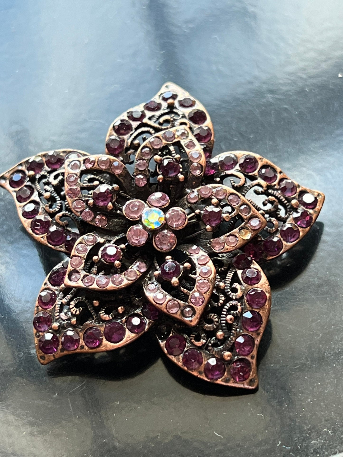 Vintage Purple Flower Burst Brooch  multifaceted pin jewelry great gift