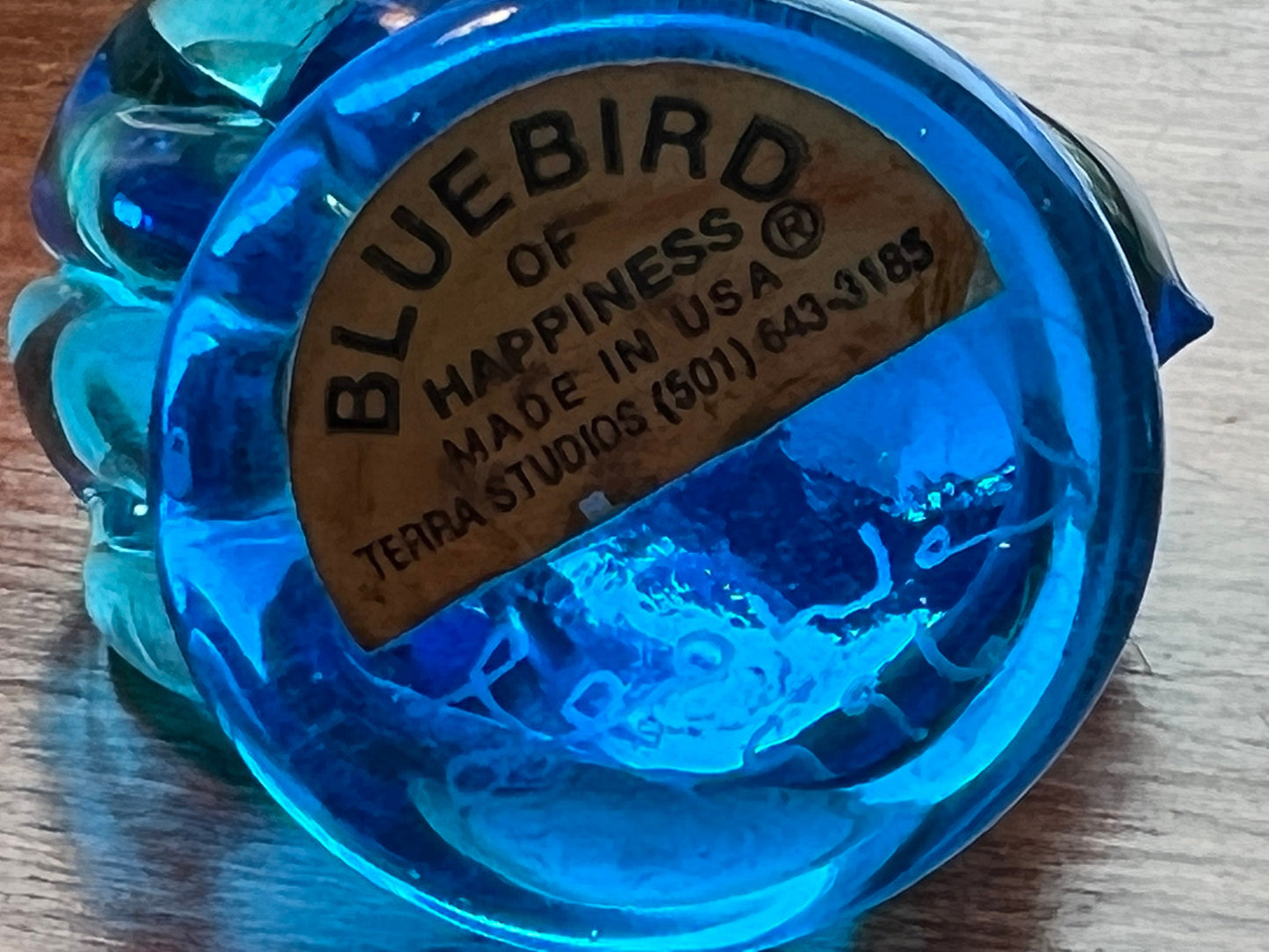 2 Vintage Leo Ward Signed Bluebird of Happiness Art Glass Artwork Bluebirds blue