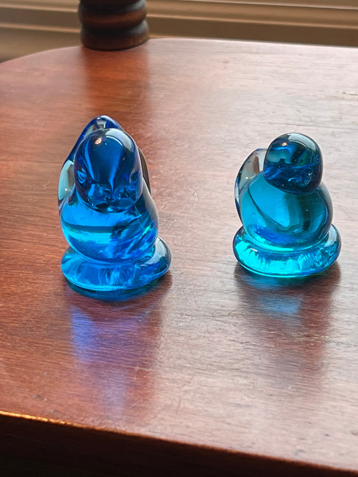 2 Vintage Leo Ward Signed Bluebird of Happiness Art Glass Artwork Bluebirds blue