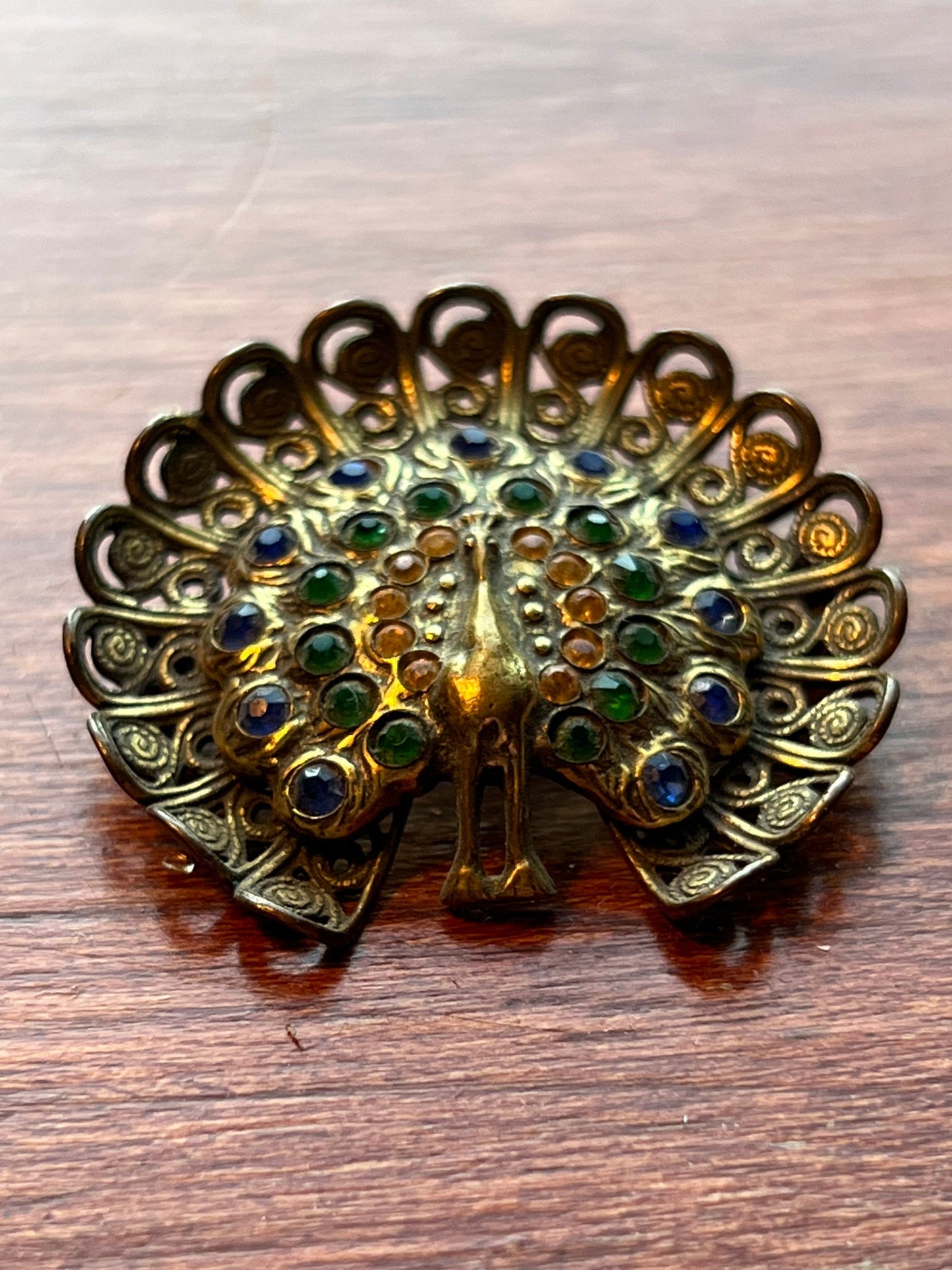 Vintage Peacock Pin Colorful Brooch Lover Antiques and Vintage