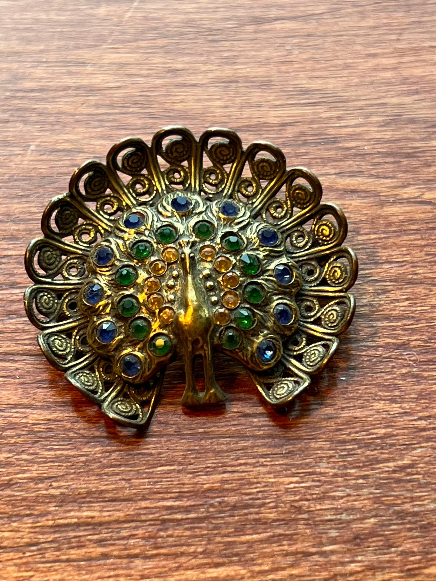 Vintage Peacock Pin Colorful Brooch Lover Antiques and Vintage
