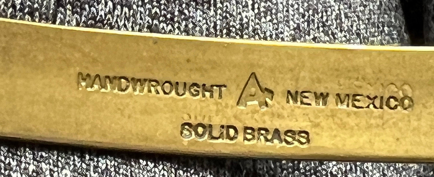 Vintage brass choker necklace hand wrought in New Mexico Solid Brass handwrought