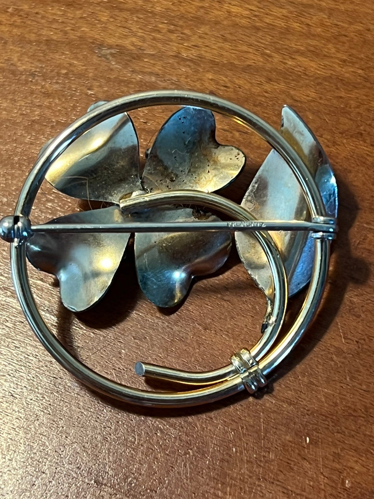 Vintage flower gold tone brooch pin circle brooches pins jewelry