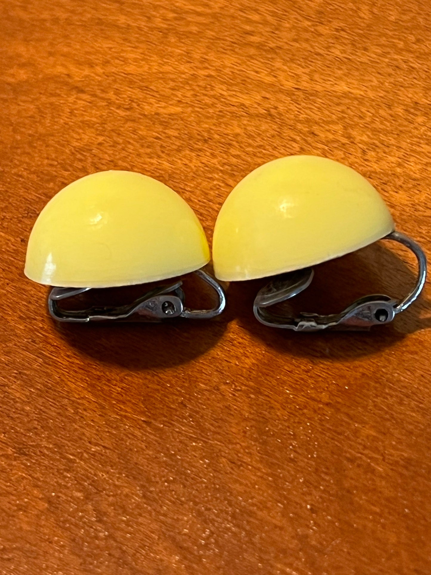 Vintage Button Yellow Clip on Mid Century Modern Earrings Classy Earrings earring jewelry