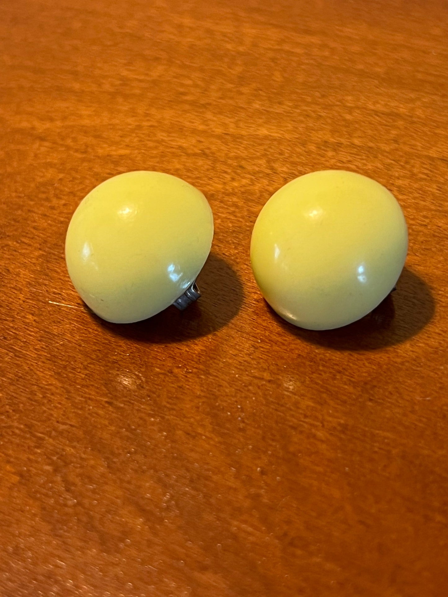 Vintage Button Yellow Clip on Mid Century Modern Earrings Classy Earrings earring jewelry