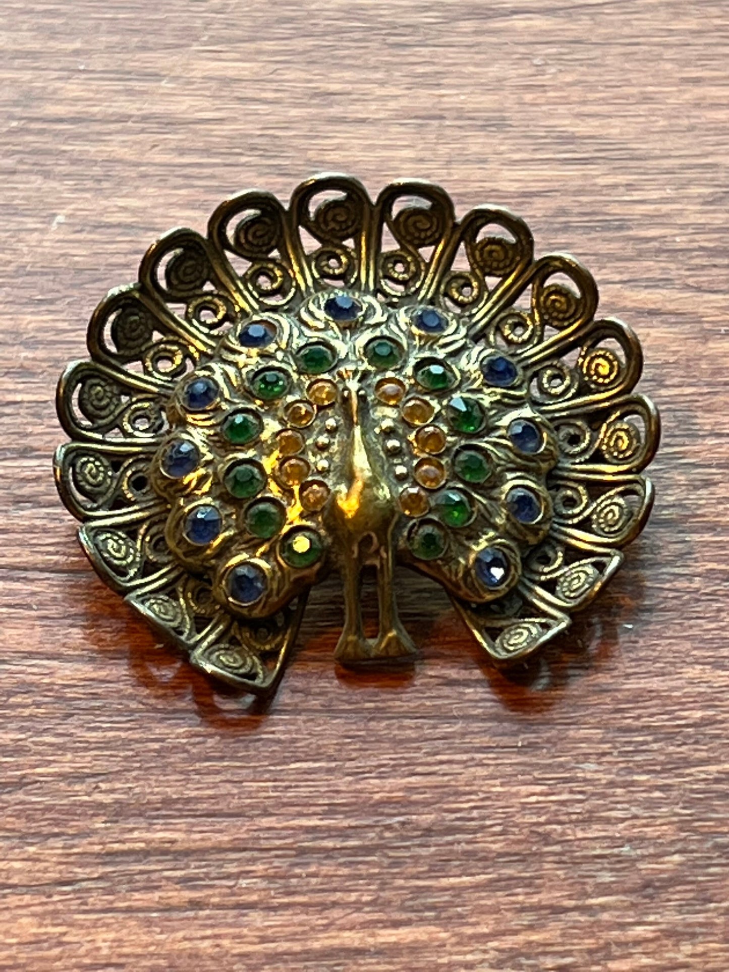 Vintage Peacock Pin Colorful Brooch Lover Antiques and Vintage
