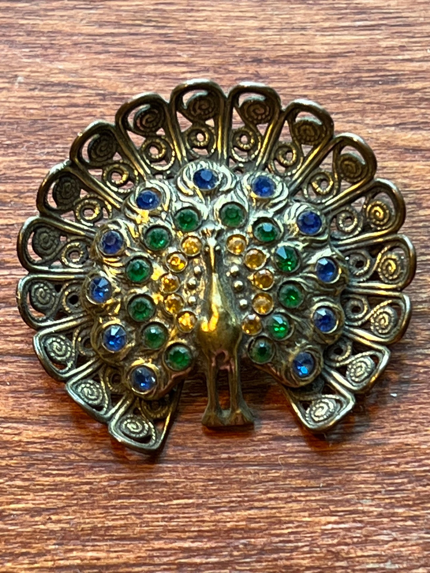 Vintage Peacock Pin Colorful Brooch Lover Antiques and Vintage