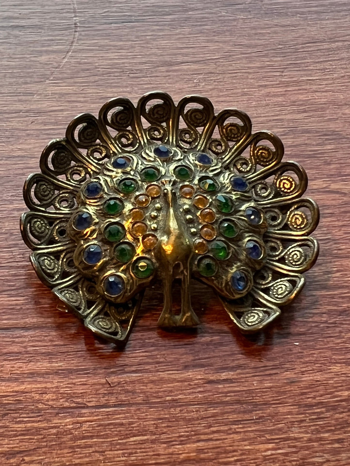 Vintage Peacock Pin Colorful Brooch Lover Antiques and Vintage