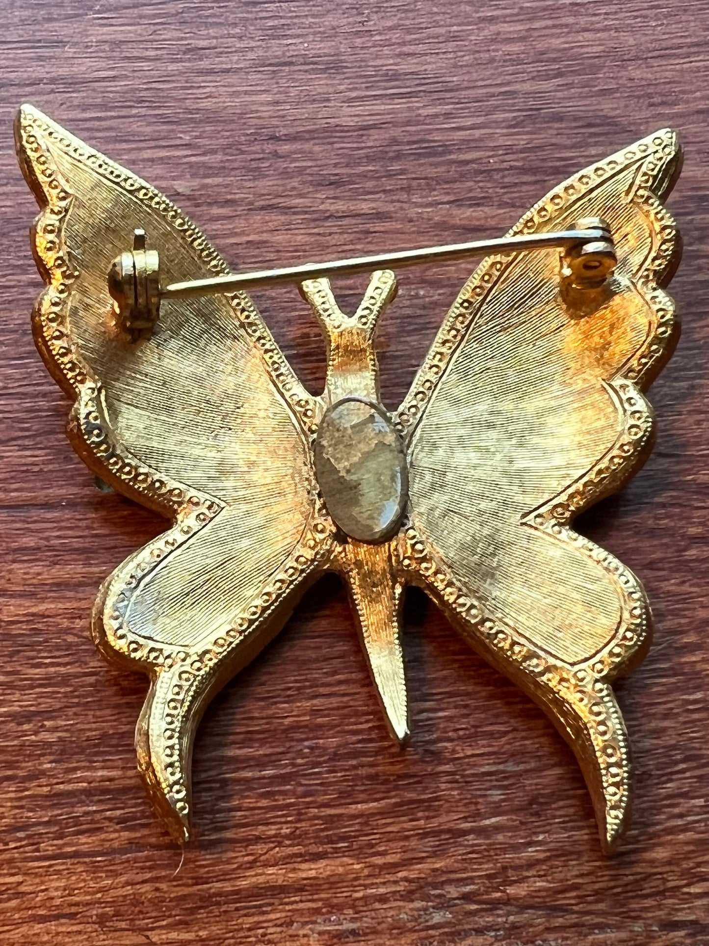 Vintage Green & Gold Butterfly Brooch Pin Lover Antiques and Vintage