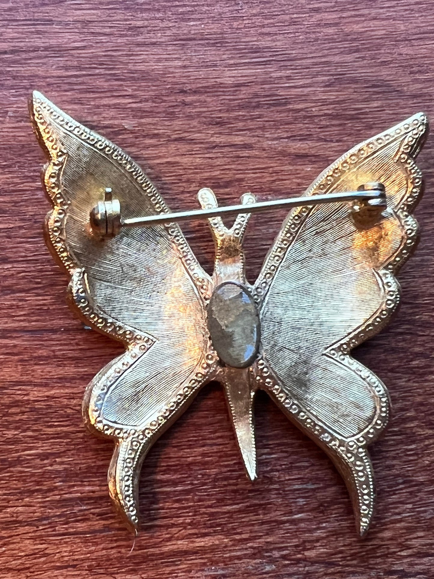 Vintage Green & Gold Butterfly Brooch Pin Lover Antiques and Vintage