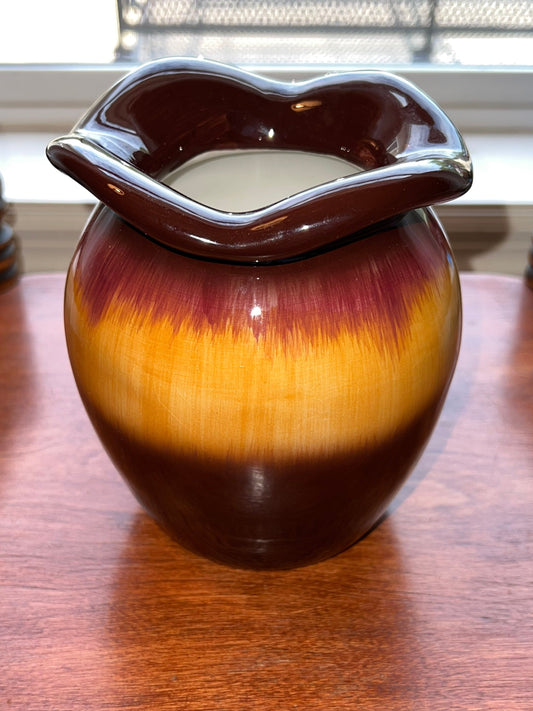 Vintage Teleflora Vase Glass Art Maroon Orange Multicolored 6” Ceramic Lover Antiques and Vintage