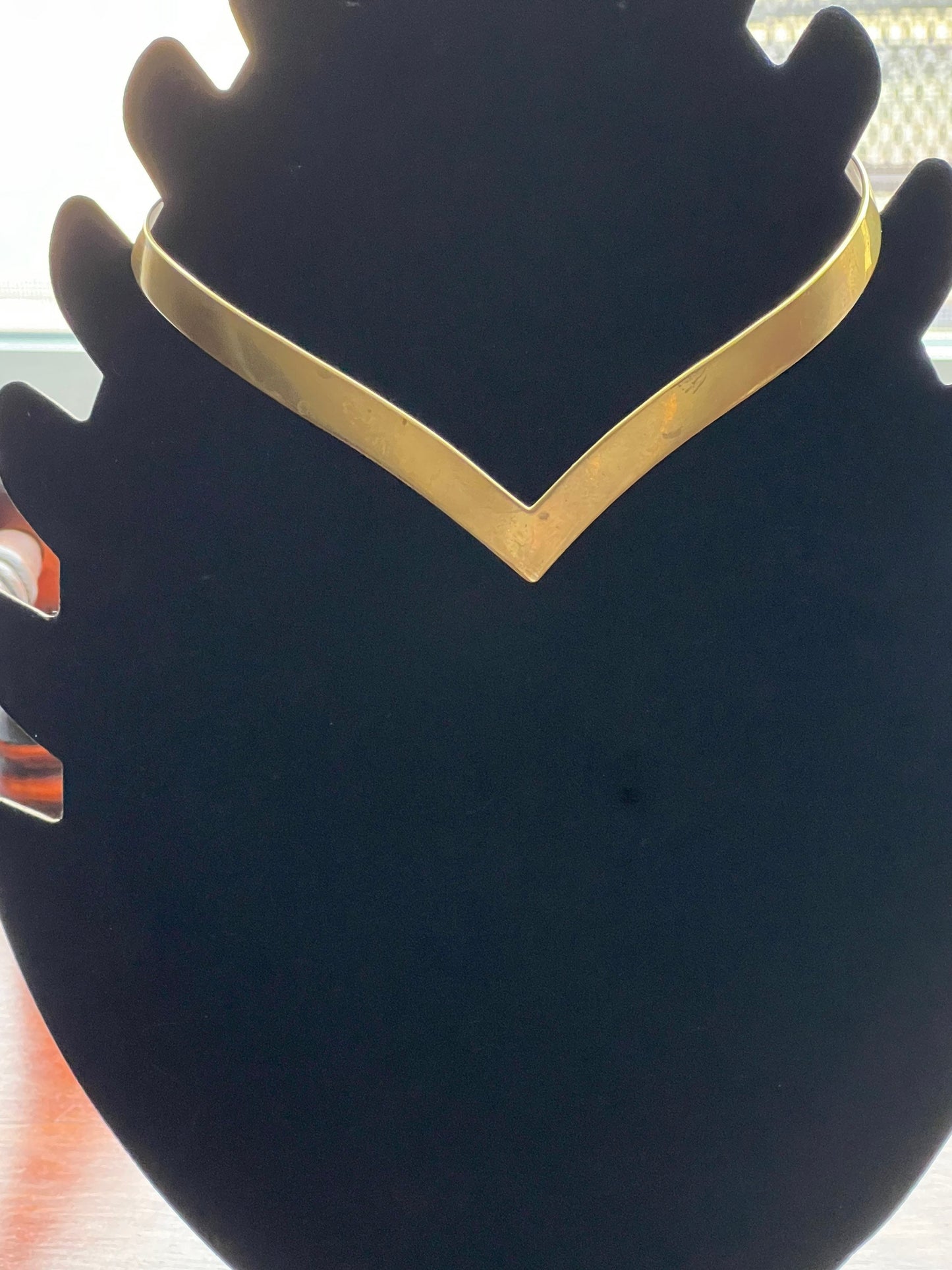 Vintage brass choker necklace hand wrought in New Mexico Solid Brass handwrought