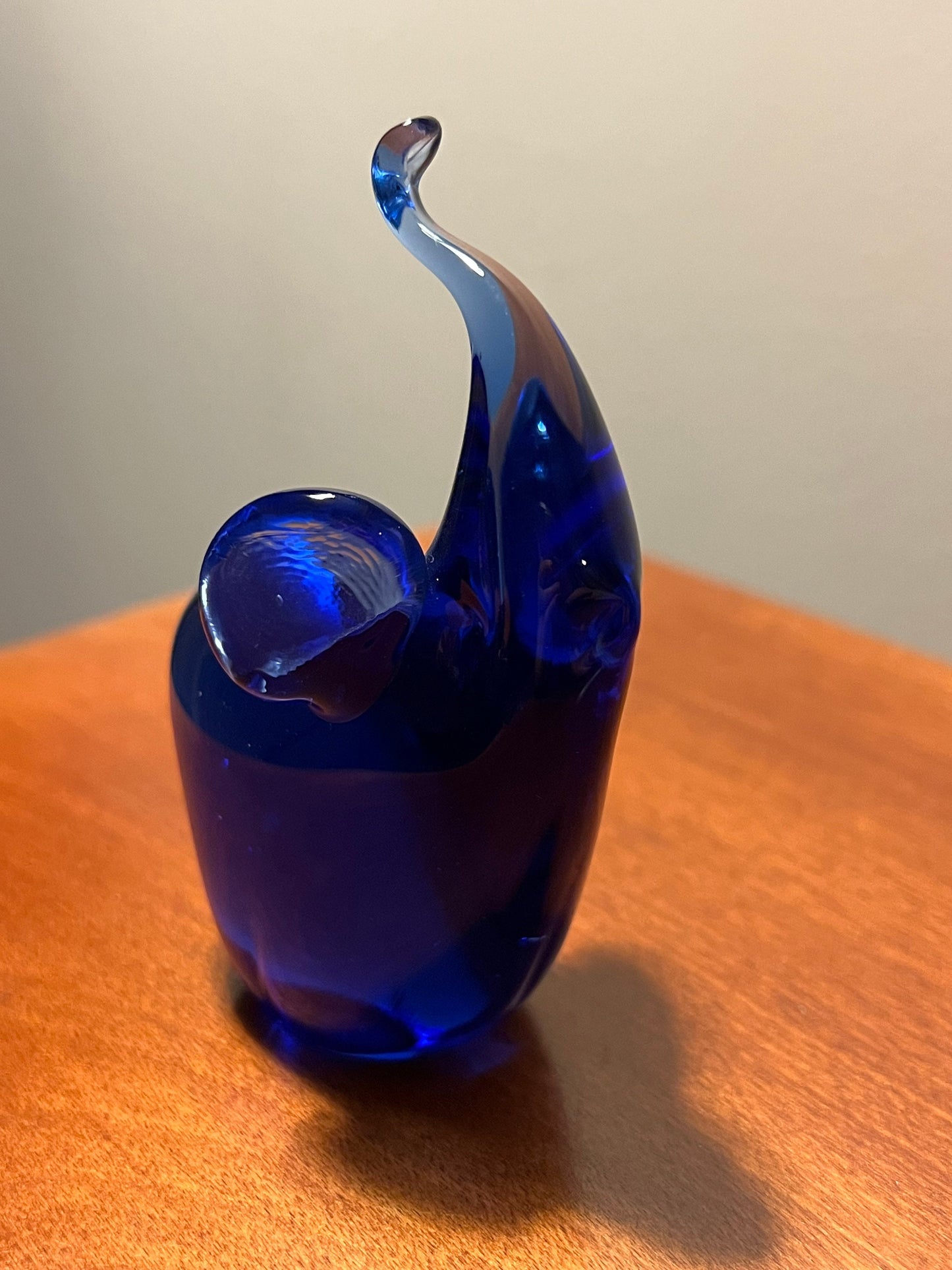 Vintage Cobalt Blue Art Glass Elephant with its trunk up lucky elephants glass art Lover Antiques and Vintage