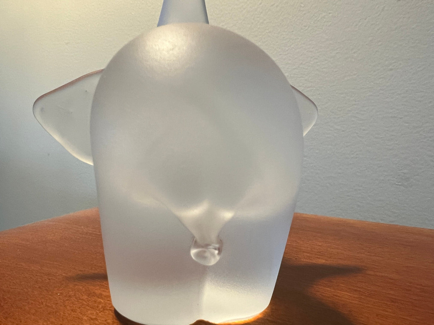 Vintage frosted glass art elephant with trunk up lucky elephants collectibles great gift