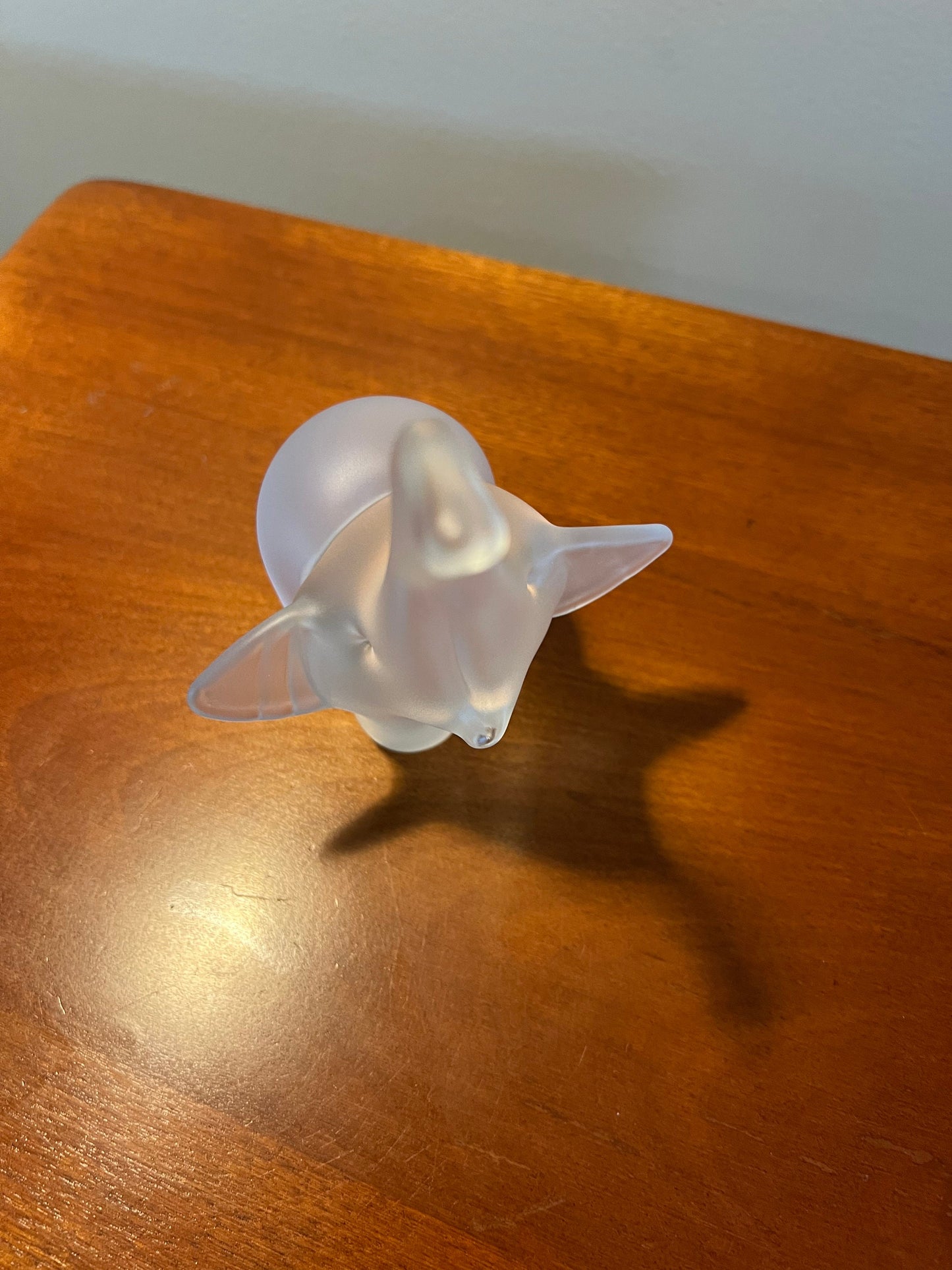 Vintage frosted glass art elephant with trunk up lucky elephants collectibles great gift