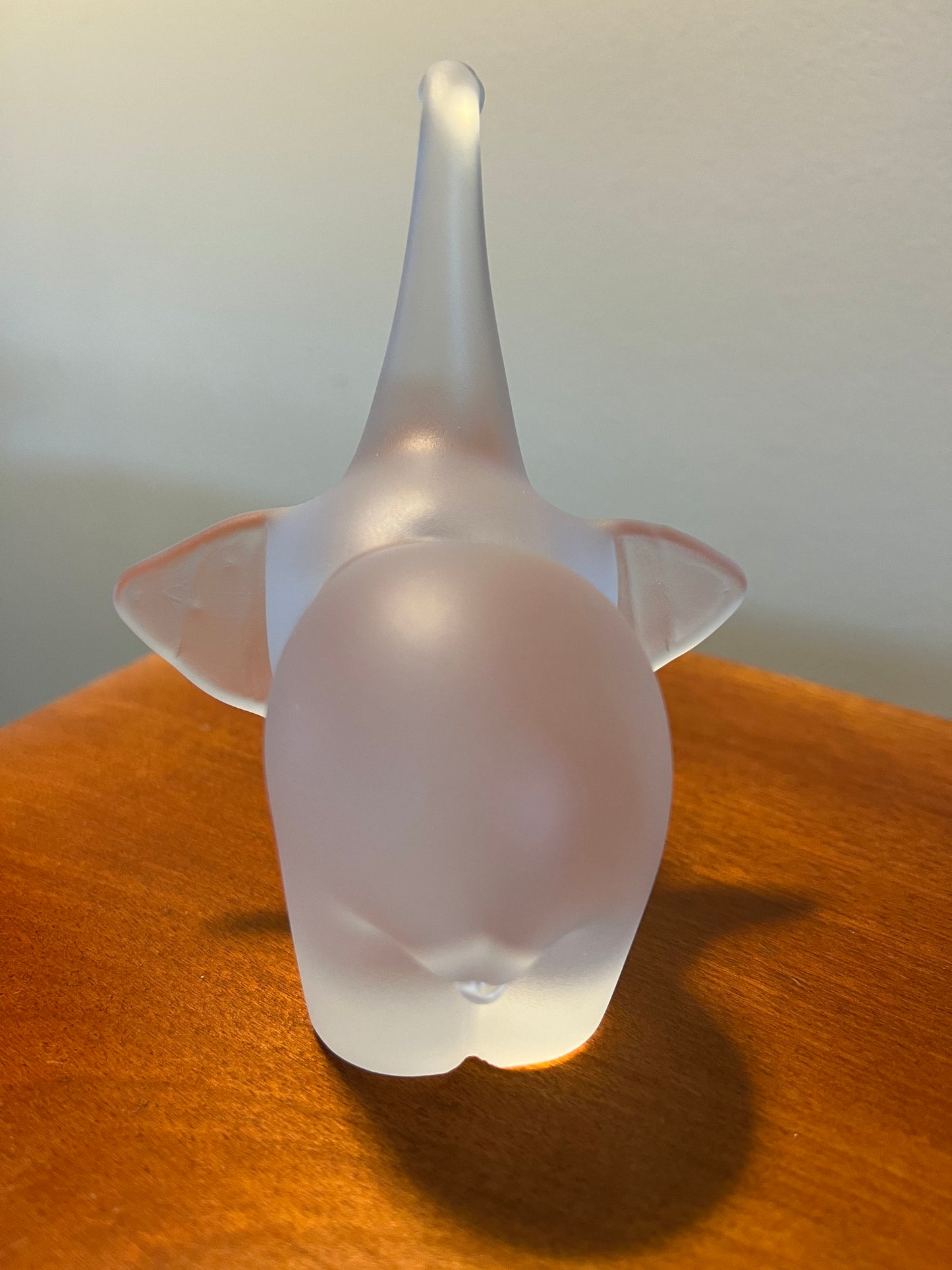 Vintage frosted glass art elephant with trunk up lucky elephants collectibles great gift