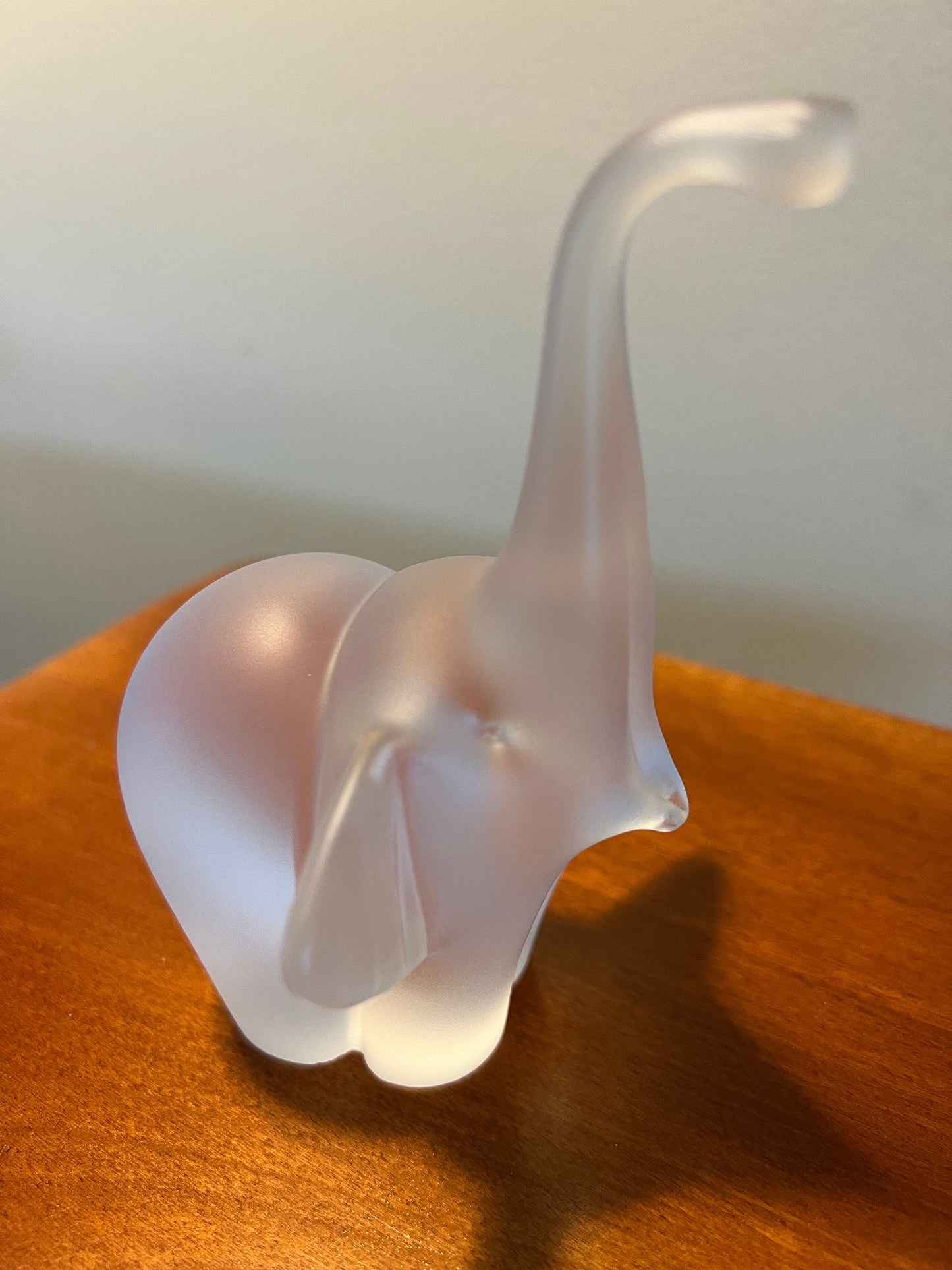 Vintage frosted glass art elephant with trunk up lucky elephants collectibles great gift