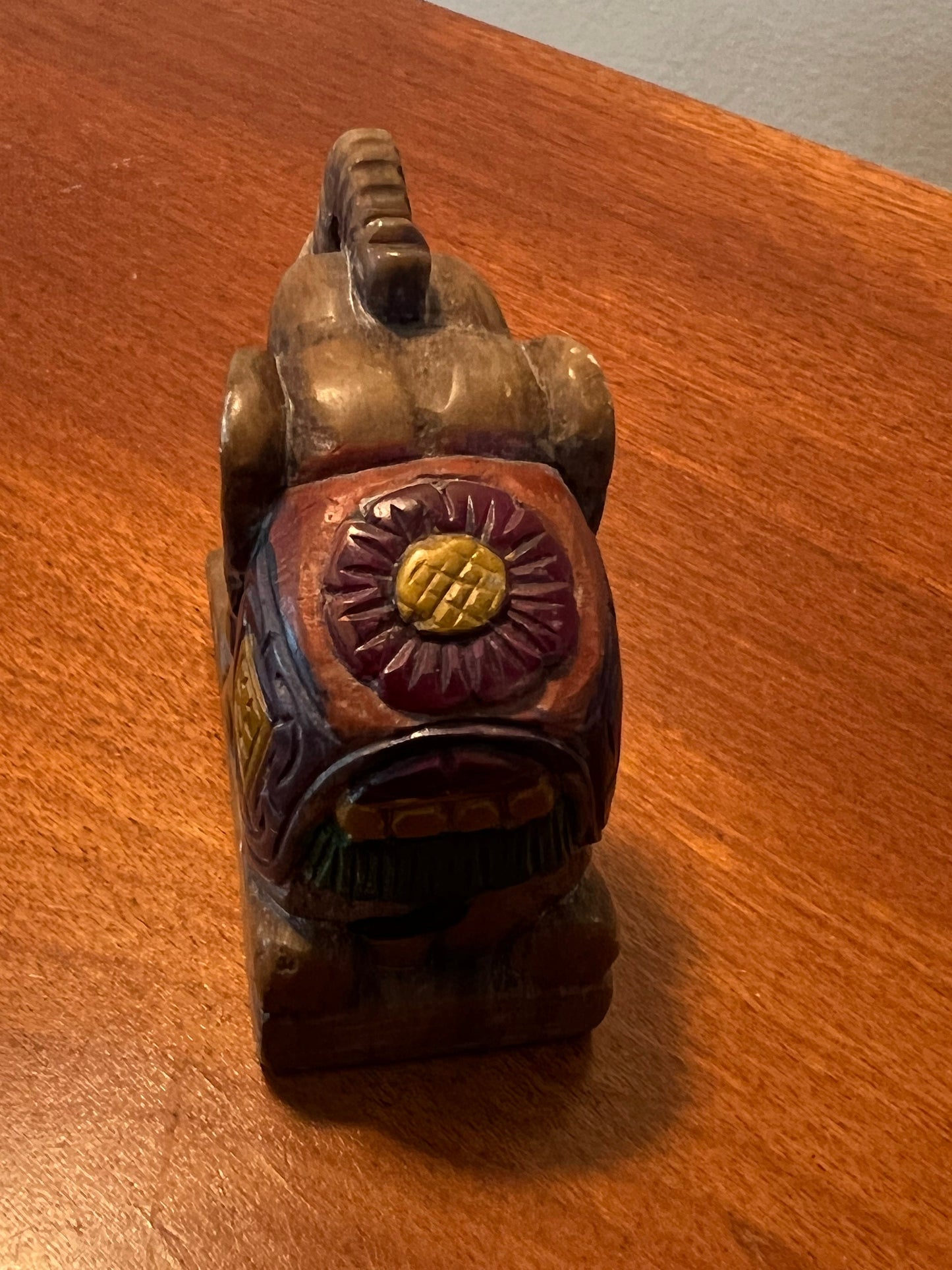 Vintage Elephant Hand Carved Soap Stone Seal kneeling figurine with trunk up Lover Antiques and Vintage