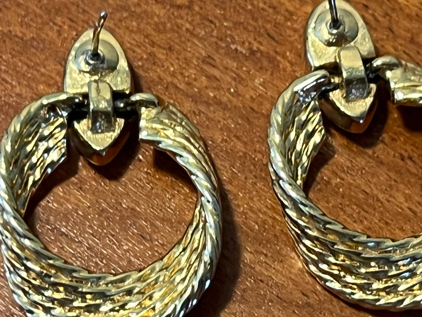 Vintage Classy Twisted Goldtone Roped Loops PIERCED Earrings jewelry