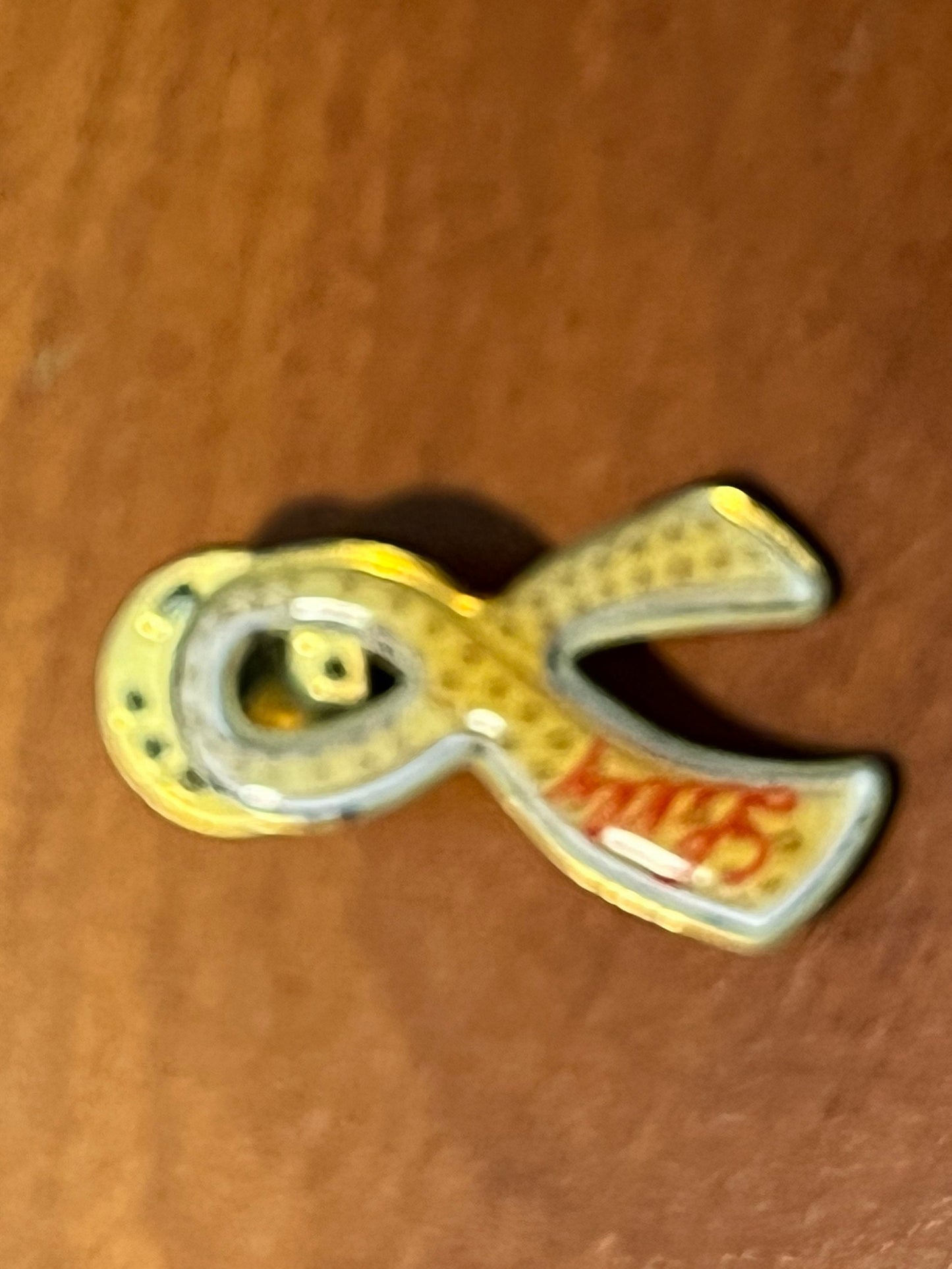 Vintage Awareness Ribbon with Name Lilly imprinted in enamel brooch pin brooches pins Lover Antiques and Vintage