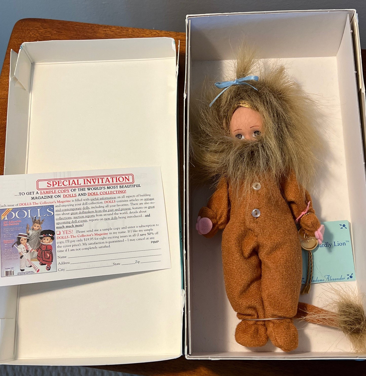 Vintage Madame Alexander Cowardly Lion No. 13220 8” doll from The Wizard of Oz Coward Lions Dolls