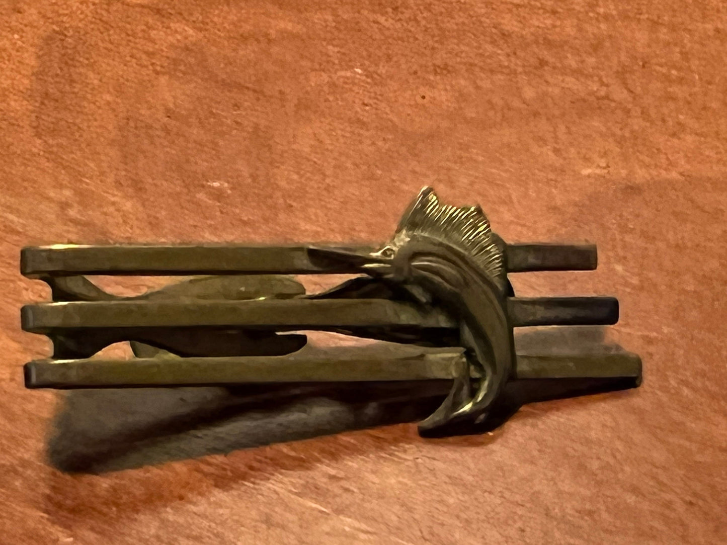Vintage Hickok mens brass swordfish tie clip circa 1950’s mid century modern collectibles