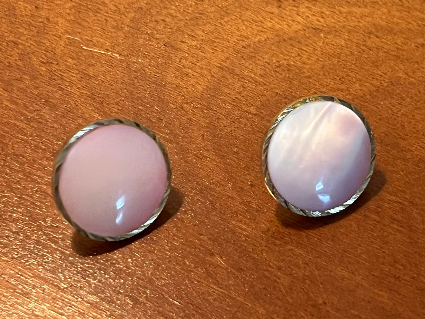 Vintage Elegant Pink Opalescent Earrings Circle Pierced Earrings Estate Jewelry Lover Antiques and Vintage